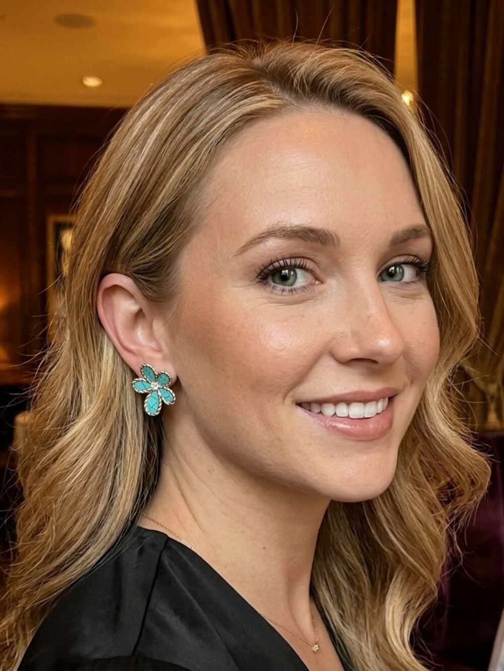 Turquoise Flower Cluster Stud Earrings - Women Jewelry